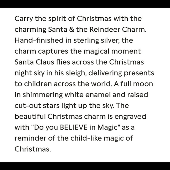 Authentic PANDORA Santa and the Reindeer Silver Bead Charm. NWT - Picture 8 of 9